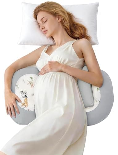 PATPAT Pregnancy Pillow for Sleeping, Maternity Pillow with Removable Cooling Cover, Support for Back, Belly and Hips, Portable Travel Wedge Pillow for Pregnant Women with Adjustable Small Pillow