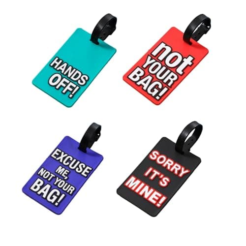 Funny Silicone Luggage Tag, Colorful Unique Baggage Handbag Travel Suitcase Tags with Name ID Card for Women Men (Multicolor, Set of 4) — image 1