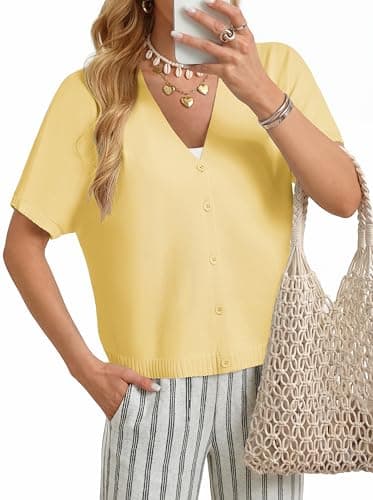 GRACE KARIN Women Short Sleeve Spring Cardigan Sweaters Button Down Knit Shirt Dressy Casual Tops 2026 Summer Outfits β image 1