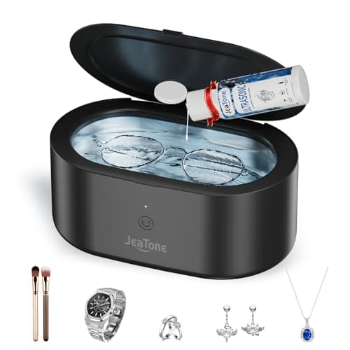 JeaTone Ultrasonic Jewelry Cleaner, 46KHz Sonic Jewelry Cleaner Machine for All Jewelry, Eyeglasses, Retainers, Dentures, Rings, Watches, Earrings & More, 304 Stainless Steel 20oz Cleaning Pod (Black) — image 1