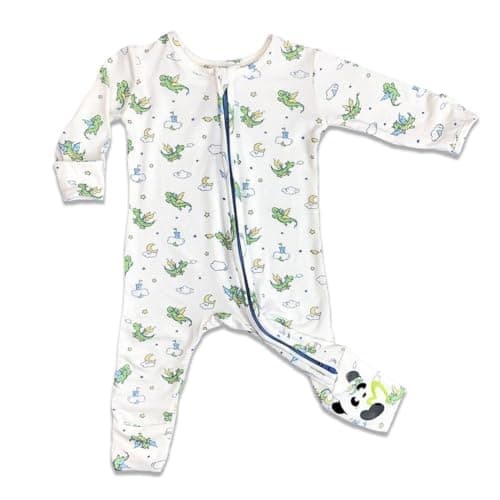 Bellabu Bear Convertible Footies for Baby Boys & Girls, Matching Family Pajamas, Rayon from Bamboo (Dragon, 2-3T)