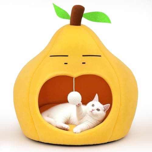 MOYMO Cute Cat Beds for Indoor Cats, Small Dog Beds, Soft Washable Pet Beds for Kitten and Puppy, Funny Pear Cat Cave, 19 Inches — image 1