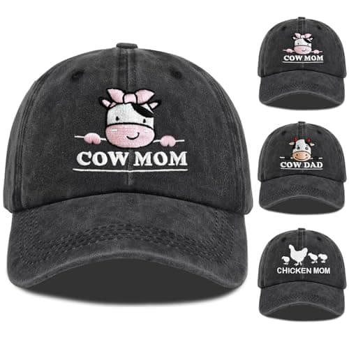 ZVUZVO Chicken Mom Hat, Chicken Cow Farms Gifts, Cow Mom/Dad Baseball Hat Adjustable Embroidered Farmer Baseball Cap — image 1