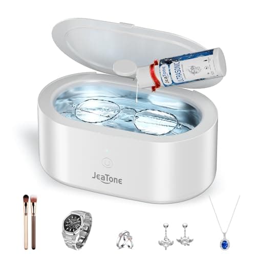 JeaTone Ultrasonic Jewelry Cleaner – 46kHz Sonic Cleaner for Rings, Glasses, Retainers, Dentures, Watches & More, 304 Stainless Steel 20oz Tank (White) — image 1