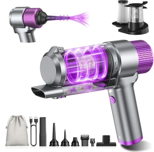 EYYA Handheld Car Vacuum Cleaner Cordless, 16000PA Powerful Hand Held Vacuum Cordless Rechargeable, 4-in-1 Portable Mini Vacuum & Air Duster with Multi-Nozzles and LED Light for Car Home Office — image 1