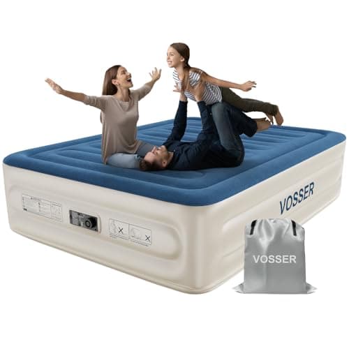 VOSSER Queen Air Mattress with Built-in Pump,18'' Raised Blow Up Mattress, Leak-Proof Air Bed with Storage Bag, Flocked Top Inflatable Mattress for Home, Camping & Guests,800lbs — image 1