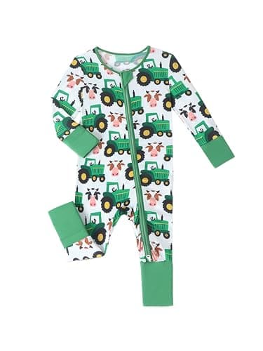 Unisex Baby Bamboo Viscose Long Sleeve Romper, Cute Prints Zipper Footless Jumpsuit, Toddler One-Piece Outfits — image 1