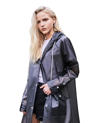 L-Rain TPU Clear Rain Coat for Women - Waterproof Packable Fashion Rain Poncho with Hood Reusable Raincoat — image 1