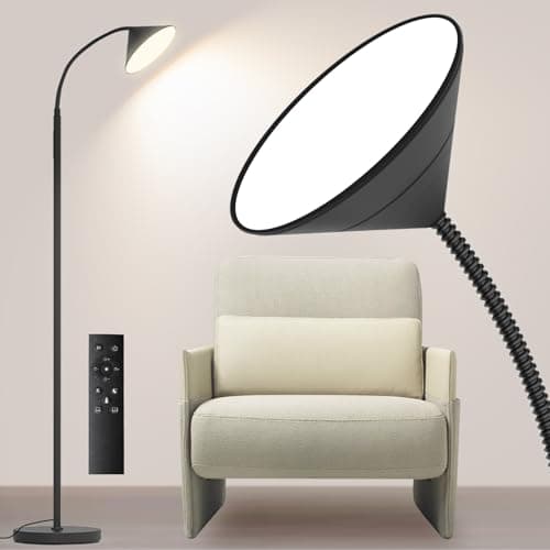 mukuxin 76" LED Floor Lamp, 18W/1800LM Super Bright Reading Standing Lamp,Stepless Dimmable&Adjustable Color Temperature 2700K-6500K w/Remote& Touch Control Lamps for Living Room Bedroom Office Black — image 1