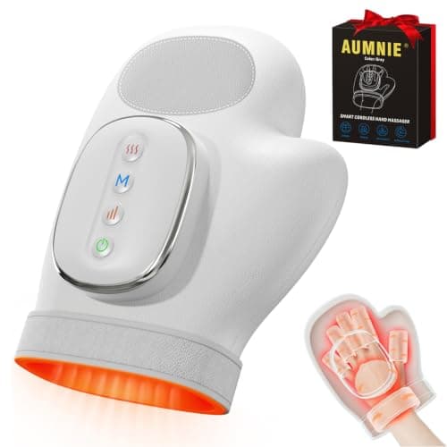AUMNIE 2026 New Hand Massager with Heat and Compression for Arthritis | Cordless Finger Wrist Massager with 5 Compression Levels, 3 Heat Levels, 3 Modes, For Large Hand, Gifts for Women Men, Gray — image 1