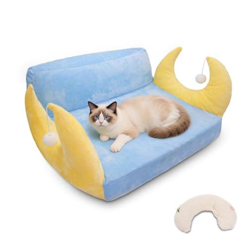 MOYMO Cat Couch with Soft Pillow, Supportive Dog Couch, Cat Sofa with Removable Cover,Cute Moon Shaped, 24 Inch — image 1