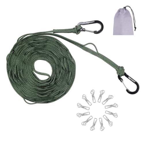 Vigorport Camping and Travel Clothesline, Clothes Line with Hang Loop Lightweight, portable clothesline attaches quickly with included hooks and storage pouch for camping, touring, and travel — image 1