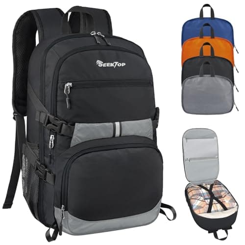 Seektop Lightweight Travel Backpack for Men Women, Multiple Pockets 40L Hiking Backpack Foldable Carry on Backpack for Outdoor Camping Sport Leisure (Black) — image 1