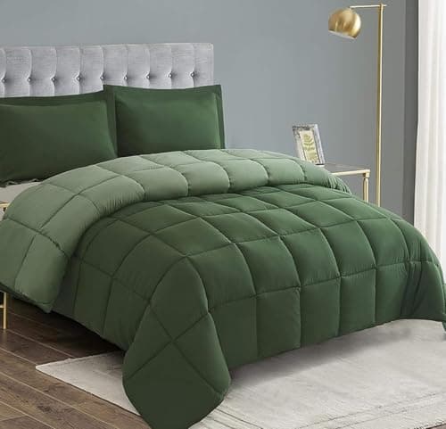 HIG 3pc Green Twin/Twin XL Comforter Set - All Season Reversible Down Alternative Bedding Comforter - Quilted Duvet Insert with Corner Tabs - Box Stitched Blanket - Breathable, Soft, Fluffy — image 1