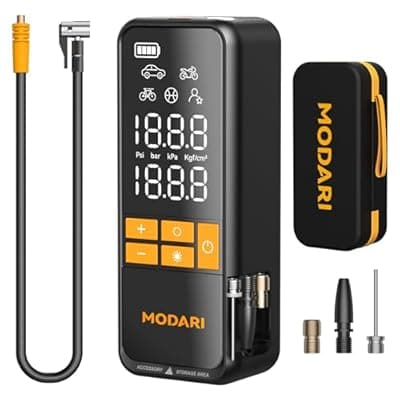 MODARI Tire Inflator Portable Air Compressor - 160 PSI Portable Tire Inflator for Car, Auto Shut-Off, Cordless Tire Inflators with Gauge for Car, Pickup, Bike and More