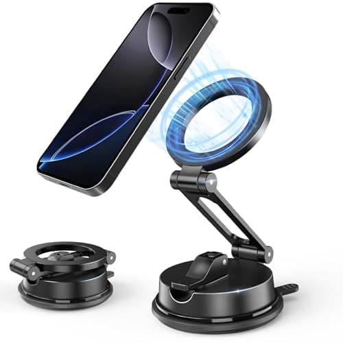 Gorablix Foldable Magnetic Phone Holder for Car, 360°Rotation Cell Phone Car Mount with Strong Stable Suction, Car Phone Holder for MagSafe Compatible with iPhone 17 Pro Max 16 15 14 13 12 Plus — image 1