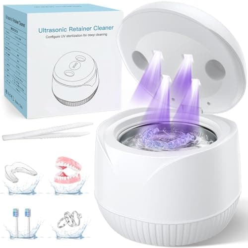 Dental Ultrasonic Retainer Cleaner Machine: 45kHz Dental Cleaning Pod with Digital Timer & 200ML, Deep Cleaning for Dentures, Mouth Guards, Aligners, Night Guards, Braces, Toothbrush Heads & Jewelry
