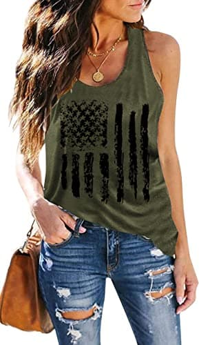 DESFSE American Flag Tank Top Women 4th of July Tanks Tops for Womens USA Flag Patriotic Shirts Vest Racerback Sleeveless Tee — image 1