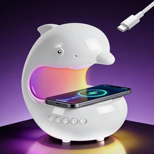 UMLAEN Smart LED Night Light with Bluetooth Speaker, Rechargeable Table Lamp with 15W Wireless Charging | 4 Lighting Modes | Timing | Dimmable Atmosphere Lamp for Bedroom, Home Decor, Party, Office — image 1