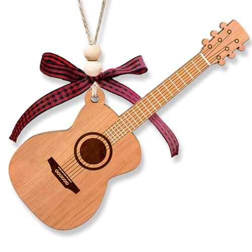 Guitar Ornaments for Christmas Tree, Mini Wooden Guitar Ornament Decor, Unique Music Ornaments - Best Gifts for Guitarists Lovers — image 1