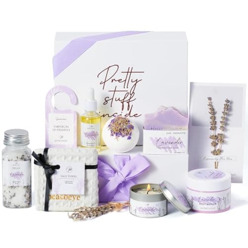 Spa Gifts for Women Mothers Day Gifts Bath Gift Baskets Relaxing Spa Self Care for Mom Her Sister Wife Bridal Shower Gifts Box Home Bath Care Package Thank You Birthday (Purple -Spa for Women)