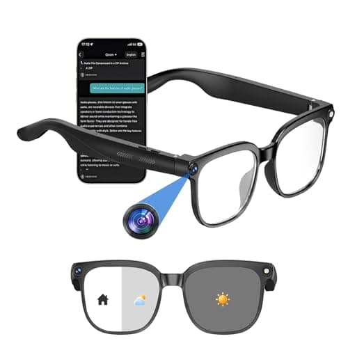 AI Smart Glasses with Camera, 8MP HD Anti-Shake Camera Glasses, 1080P Video Recording Sunglasses Dual Mic, Real Time Translation, Built-in ChatGPT Voice Assistant, Open-Ear Audio for Travel&Meetings — image 1