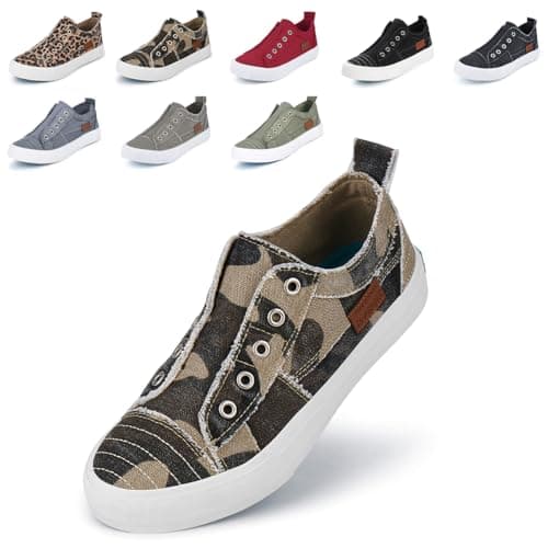 JENN ARDOR Womens Slip On Fashion Sneakers No Laces Comfortable Casual Low Canvas Sneakers Flats Walking Shoes — image 1