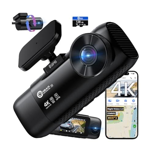 OMBAR T1 4K 3 Channel Dash Cam, STARVIS 2 IMX678 Sensors, Free 128GB Card, 2025 New Full Color HDR Night Vision, 4K+1080P+1080P Triple Car Camera,5G WiFi, 24H Parking Mode, Support 512GB Max