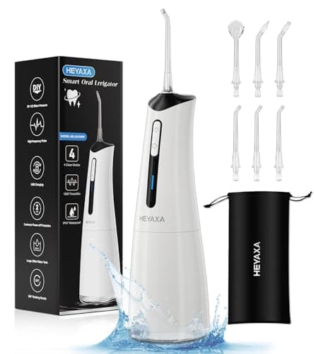 Water Dental Flosser Pick for Teeth, Portable Cordless Oral Irrigator with 4 Pressure Modes, 300ML Water Tank, IPX7 Waterproof, 6 Jet Tips, Storage Bag for Gums, Braces(White) — image 1