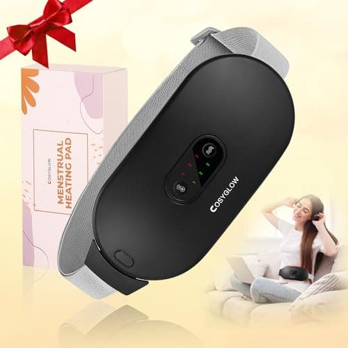 Portable Cordless Heating Pad:COSYGLOW 6 Heat Levels 6 Massage Modes, 3S Fast Heating, Electric Heating Pad,Gifts for Women 961S-Black