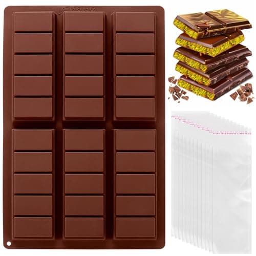 Mity Rain Chocolate Bar Mold Deep, Silicone Thick Mold for Stuffed Bars, Rectangle Knafeh Pistachio Break Apart Candy Molds With 100pcs Storage Bags — image 1