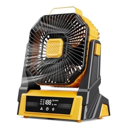 KopBeau Portable Camping Fan with Lights, 20000mAh Rechargeable Battery Operated Fan, Battery Powered Outdoor Beach Tent with 3 Speeds & Hook, Personal USB Table for Camping Accessories