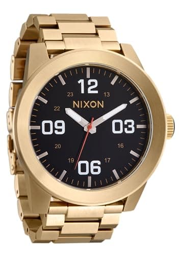NIXON Corporal SS A346-100m Water Resistant Men's Analog Field Watch (48mm Watch Face, 24mm Stainless Steel Band)