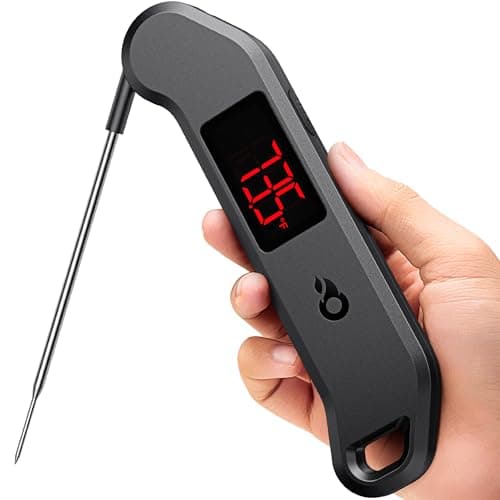 Professional Digital Meat Thermometer, 1 Sec Instant Read, ±0.5℉ Accuracy NIST&NSF Certified Food Thermometer, Auto-Rotate Bright LED Screen, Highly Waterproof Cooking Thermometer for Grill BBQ, Black — image 1