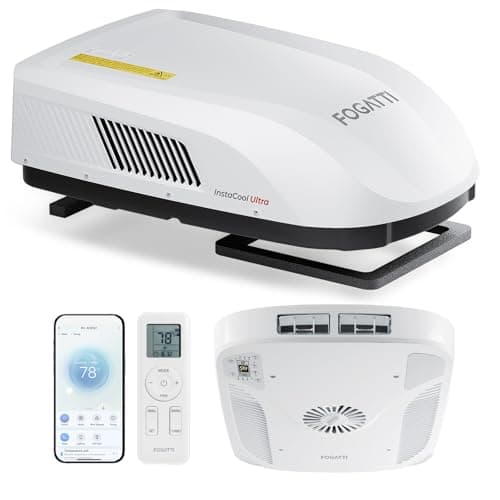 FOGATTI RV AC Unit 16K BTU, with heat pump and Cooling, with WiFi and Remote Control, Quiet AC, Low Profile Rooftop Air Conditioner RV Easy Install Non-Ducted, White, InstaCool Ultra — image 1