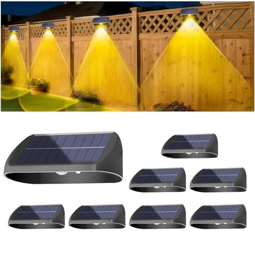 EGOBOO Solar Fence Lights 8 Pack, Backyard Solar Lights Outdoor Waterproof, Dusk to Dawn Auto Lighting Mounted for Outdoor Wall Decor/Deck/Railing/Step/Patio/Pool Porch — image 1
