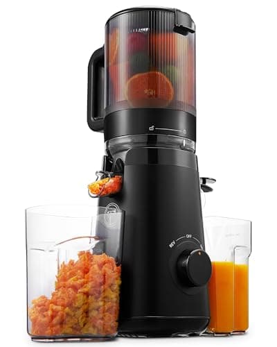 TUUMIIST Juicer Machines, Cold Press Juicer with 5.3" Extra Large Feed Chute Fit Whole Fruits & Vegetables Easy to Clean, High Juice Yield, BPA Free (Black)