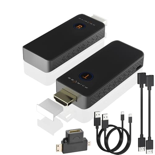 Wireless HDMI Transmitter and Receiver, 4K Decode 1080P Output, Plug&Play Portable HDMI Wireless Extender Kit, Support 5.8G/2.4G @60Hz/100ft (1)