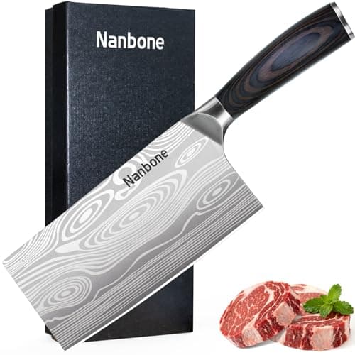 Nanbone Meat Cleaver Knife Ultra Sharp Kitchen Knife 8 Inch, High Carbon Stainless Steel Butcher Knife with Wooden Handle, Chinese Cleaver for Meat Cutting Vegetable Slicing Perfect Birthday Gifts — image 1