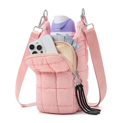 WOOMADA Water Bottle Holder RFID Crossbody Bag for Women, Ideal for Walking, Hiking, Cycling(pink)