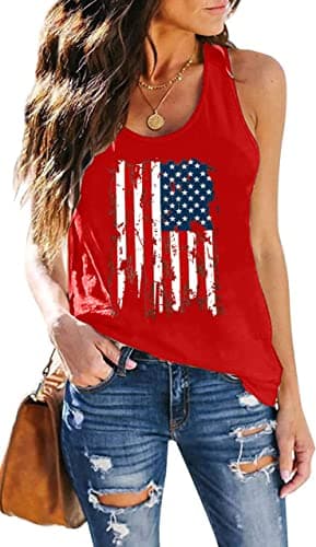 DESFSE American Flag Tank Top Women 4th of July Tanks Tops for Womens USA Flag Patriotic Shirts Vest Racerback Sleeveless Tee — image 1