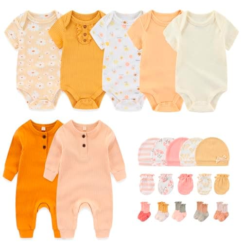 MAMIMAKA Newborn Layette Gift Set 22-Piece Baby Boy Girl Bodysuits Infant Outfits Essentials and Accessories 3-6 Months