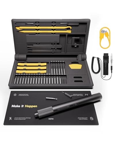 HOTO Precision Screwdriver Set, 110° Upright Workpad, Mini Electric Screwdriver with Charging Dock, 0.05/0.2 N·m Torque, LED Light, 26 Bits and 10 Repair Tools for Electronics, Phones, Laptops