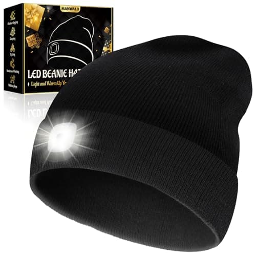 MANWALD LED Beanie Hat with Light, USB Rechargeable LED Headlamp, Gifts for Men, Mens Gifts, Birthday Gifts for Him Dad Husband, Boyfriends, Black — image 1