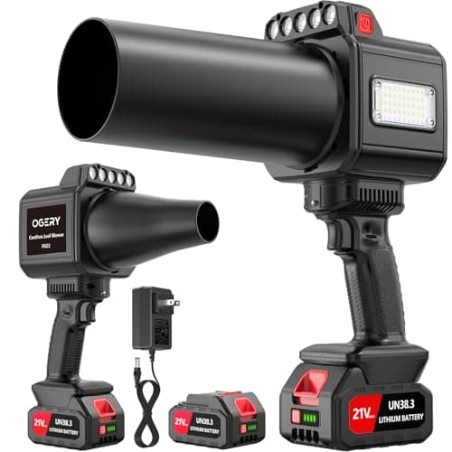 OGERY Brushless Cordless Leaf Blower - 900G Blowing Pressure Turbo Jet Blower with 2x3000mAh Batteries & 480W Motor, Handheld Leaf Blowers for Lawn Care, Car & Workshop Dust, LED Work Light — image 1