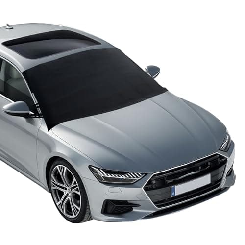 EcoNour Windshield Cover for Ice and Snow - Universal Fit for Car, SUV, Truck, Heavy Duty 600D Oxford Fabric Frost Protector for Ice & Sleet, Includes Anti-Theft Straps, Medium (69"x42")