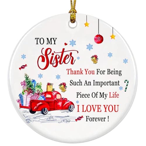 Sister Christmas Ornament 2025, Sister Ornaments for Christmas Tree, Sister, Ceramic White Christmas Sisters Ornament, Sister Gifts for Big Sister Best Friend Soul Sister — image 1