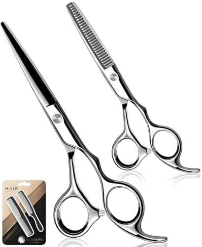 Professional Hair Cutting Scissors & Thinning Shears Set with 2 Combs, Screwdriver & Storage Case | 6.5-Inch Premium Stainless Steel Hair Shears, Sharp & Durable for Salon, Hairdressing & Home Use — image 1