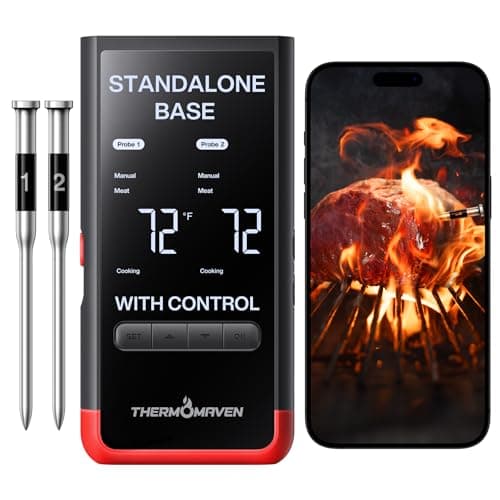 ThermoMaven Smart Bluetooth Wireless Meat Thermometer: Standalone Base, WiFi Unlimited Range, 6 Sensors with NIST Certified Accuracy, 2 Probes for Kitchen, BBQ, Grill, Oven, Smoker, Rotisserie — image 1