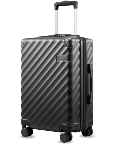 LUGGEX Carry On Luggage 22x14x9 Airline Approved, KVC Expandable Polycarbonate Hard Shell Suitcase for Travelling (EX-Core, Charcoal Metallic, 20 Inch, 40L-44L)
